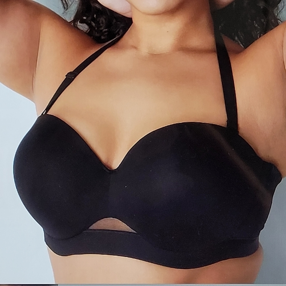 NWT Cacique Comfort Bliss Black Lightly Lined Multi-Way Strapless Bra (42C)